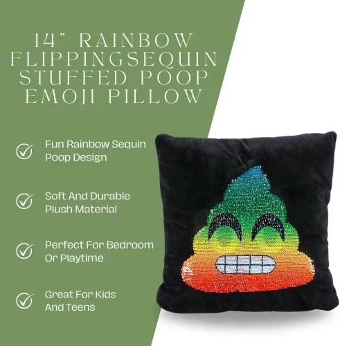 Miniatura 5 de Fun Express Almohada de Emoji de 14" con lentejuelas de arcoíris
