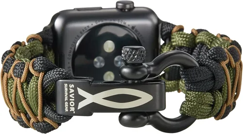 Miniatura 31 de Correa de paracord Savior Survival Gear, compatible con Apple Watch de 49/45/44/42/41/40/38 mm, correa de iWatch Series Ultra 10 9 8 7 6 5 4 3 2 1