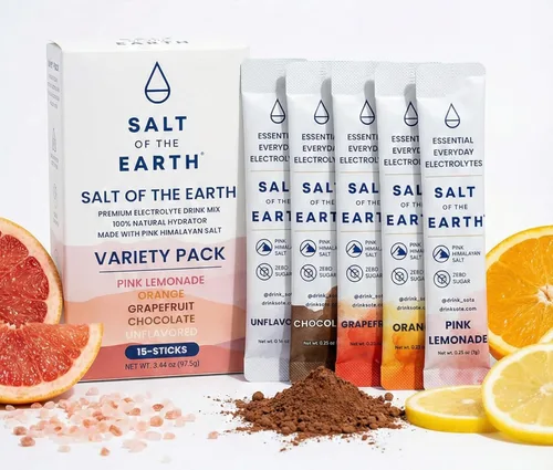 Miniatura 14 de Salt of the Earth - Polvo de electrolitos premium sin azúcar - Hecho con sal rosa del Himalaya - Paquetes de polvo para hidratación Ingredientes