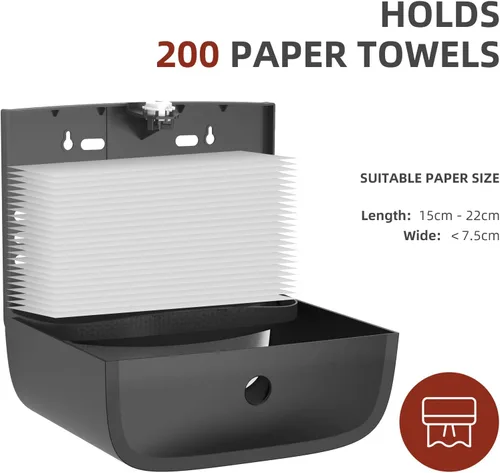 Miniatura 4 de Dispensador de toallas de papel comercial soporte de pared Portador de toallas de papel de gran capacidad Dispensador de toallas de mano plegadas C