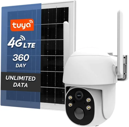Cámara de seguridad celular MOES 4G LTE con datos VSIM ilimitados de 360 días, cámara de seguridad alimentada por energía solar sin WiFi, monitoreo