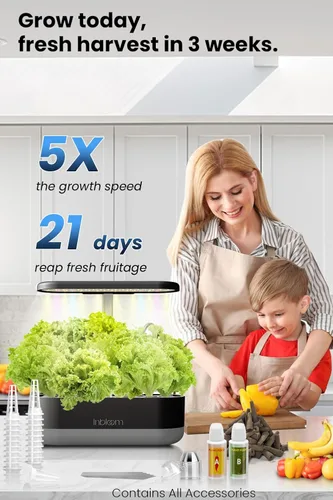 Miniatura 2 de Kit de sistema de cultivo hidropónico de 12 cápsulas inbloom, kit de plantador de jardín de hierbas para interiores, sistema de cultivo hidropónico