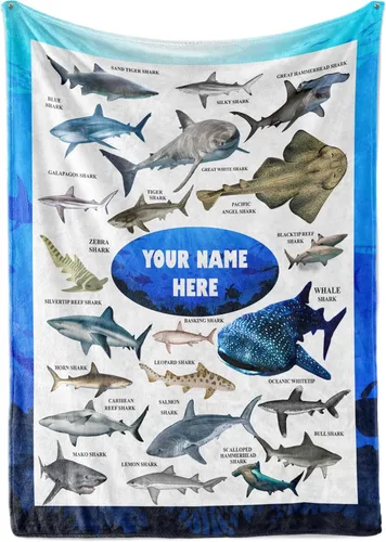 Miniatura 7 de Manta personalizada de Living para niños Manta de forro polar de animales marinos personalizada Manta azul para niños Manta para bebé niña