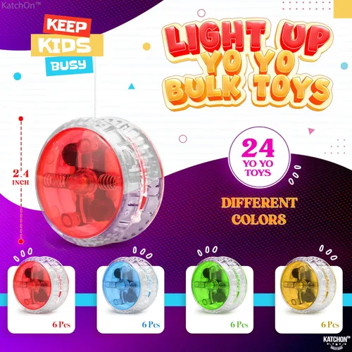 Miniatura 2 de KatchOn, Yoyos multicolor iluminados – Paquete de 24 Yoyo LED a granel, rellenos de piñata para niños, recuerdos de fiesta de cumpleaños Yoyo