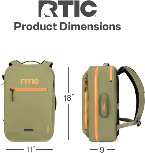 Miniatura 5 de RTIC Mochila ultra seca, bolsas impermeables al aire libre para senderismo, viajes, camping, canotaje, mochilero, 26L Oliva y Naranja