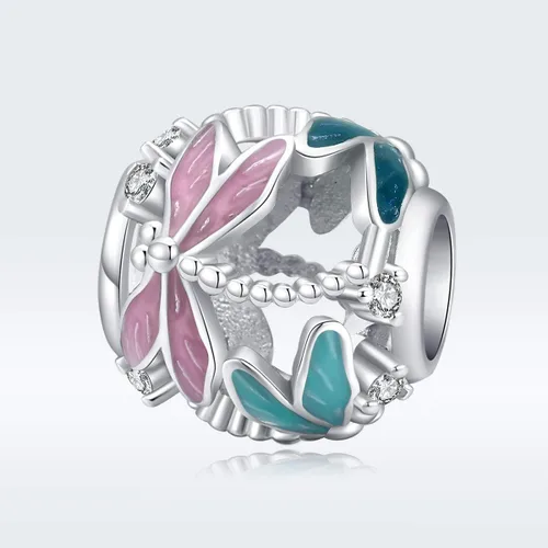 Miniatura 2 de Abalorio de cristal rosa con forma de gato de plata de ley 925 para cumpleaños, pájaro, sirena, unicornio, animal para pulseras