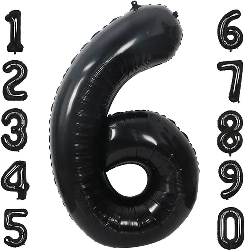 Miniatura 13 de Globos de 40 pulgadas negros con número 0 de helio, globos negros gigantes con número 0 para decoraciones de fiesta de cumpleaños, aniversario, baby