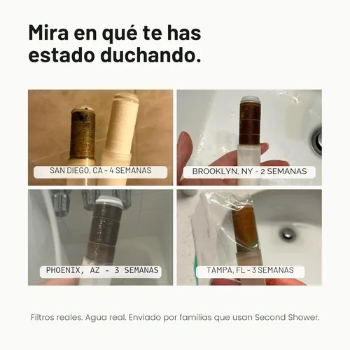Miniatura 3 de SecondShower - Cabezal de ducha filtrado con mano para agua dura, certificado NSF 99.9% de eliminación de cloro, alta presión, filtro coreano