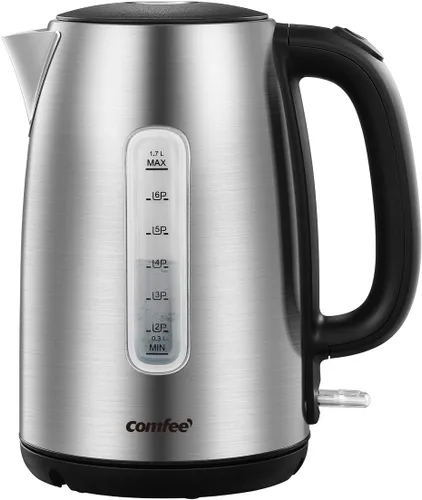 Miniatura 13 de COMFEE' Hervidor eléctrico de té de 1.7L de doble pared y caldera de agua eléctrica, 100% acero inoxidable interior y tapa y caño, tapa de dos Pared