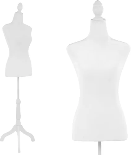 Miniatura 10 de FDW Maniquí femenino con forma de vestido de cuerpo, maniquí de costura, maniquí de torso con base de trípode, maniquí ajustable para coser ropa Azul