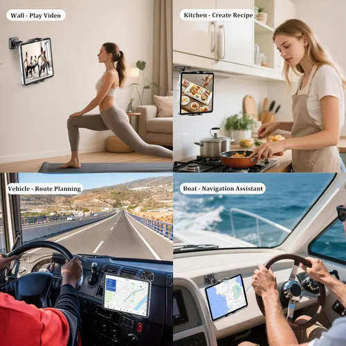Miniatura 5 de PLDHPRO Soporte de pared para tablet con base de taladro, soporte ajustable para iPad montado en la pared, compatible con teléfonos y tabletas