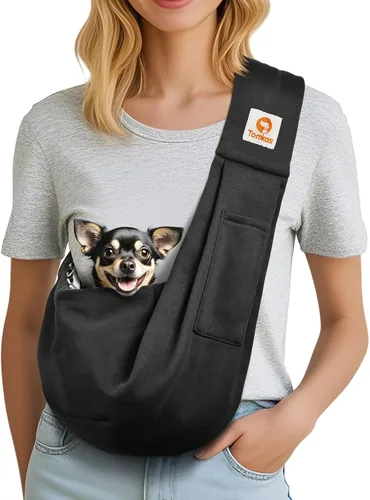Miniatura 33 de TOMKAS - Transportador de perros estilo canguro para perros pequeños (negro, para mascotas de 2 a 7 libras)