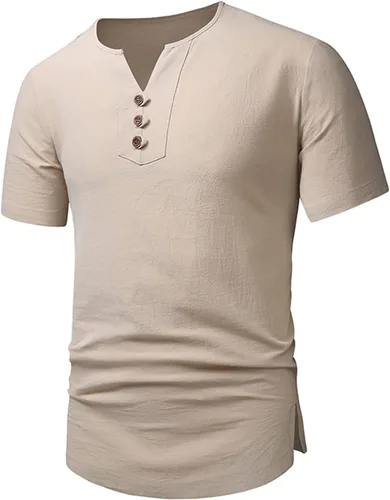 Miniatura 6 de Button Pocket Shirt Blouses for Men Stand Up Collar Solid T-Shirt Tees Short Sleeve Elegant Pullover Tops Streetwear