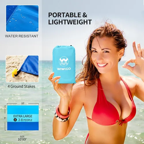 Miniatura 5 de WIWIGO Manta de playa a prueba de arena, extra grande, para adultos, impermeable, de secado rápido, libre de arena, hecha de poliéster de alta SM