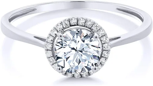 Miniatura 2 de Gem Stone King Anillo de compromiso de oro blanco de 10 quilates con corazones y flechas redondas de zafiro y diamante para mujer, 1.42 quilates
