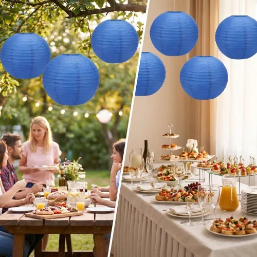 Miniatura 3 de Balagan Linternas de papel japonesas chinas de 16 pulgadas 5 paquetes (azul, 16 pulgadas) BLG-220503 0