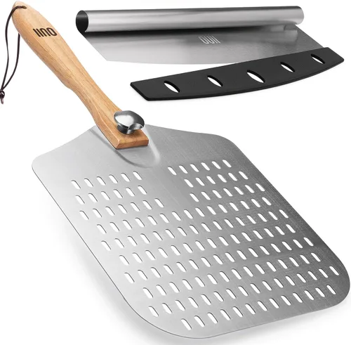 Miniatura 10 de Pala de Pizza de Aluminio Metal - 12 x 14 Pulgadas. Espátula de Pizza para Horno con Mango de Madera Plegable. Herramientas Accesorios para Horno