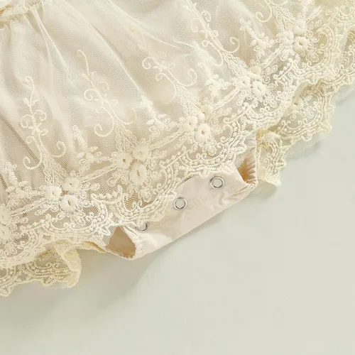 Miniatura 15 de Mubineo Ropa de verano para bebé niña, sin mangas, encaje floral, vestido de mameluco para recién nacido