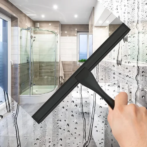Miniatura 3 de Escobilla de ducha multiusos de acero inoxidable para puertas de ducha con 2 ganchos adhesivos, herramienta de limpieza de baño, escobilla de espejo