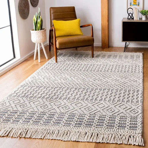 Miniatura 21 de SAFAVIEH Natura Collection - Alfombra decorativa de 2 x 3 pies, color marfil, con flecos de lana marroquí bohemia, hecha a mano, ideal para zonas