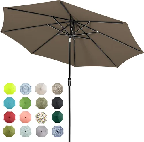 Miniatura 32 de Tempera Patio Market Outdoor Table Umbrella with Auto Tilt and Crank, Large Sun Umbrella with Sturdy Pole & Fade Resistant Canopy, Easy to Set Verde