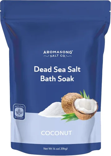 Miniatura 8 de Aromasong Sal del Mar Muerto para remojar con aceite esencial de lavanda natural, 14 onzas, sal de baño de spa, grano fino, 7 usos por paquete