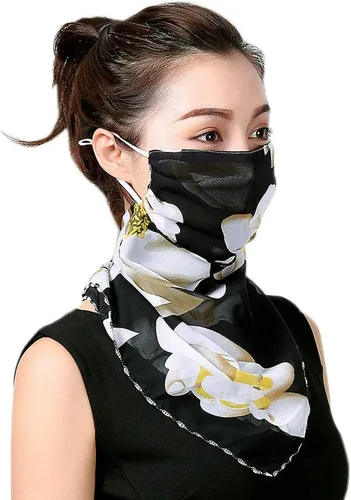Miniatura 12 de Bufanda tipo bandana para mujeres y niñas, con cintas elásticas para las orejas, polaina para el cuello, pasamontañas, protección contra el polvo