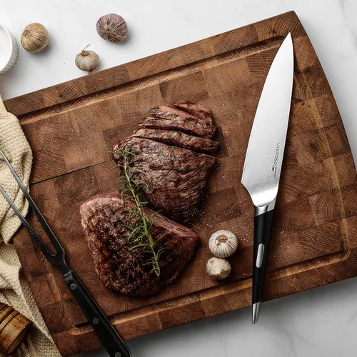 Miniatura 6 de linoroso Cuchillo de chef de cocina ultra afilado, cuchillo de cocina alemán de alto carbono forjado de precisión de 7 pulgadas, cuchillo de corte