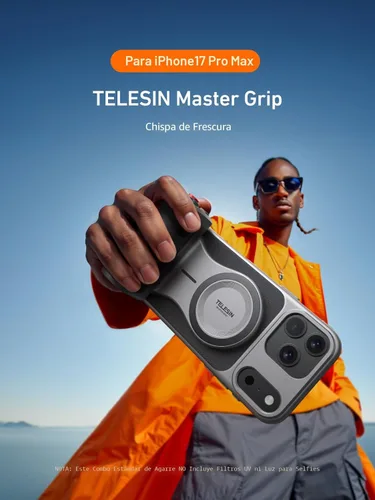 Miniatura 3 de TELESIN Kit de Agarre Magnético Master para iPhone 17 Pro Max, Kit de Agarre de Cámara de Teléfono Powergrip con Batería Integrada de 3200mAh