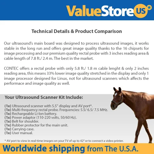 Miniatura 3 de Escáner de ultrasonido portátil V16 para embarazo veterinario con sonda rectal de 7.5 MHz para ganado, caballo, camello, equino y vaca.