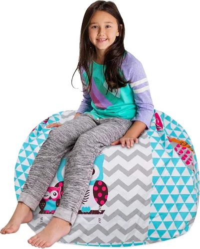 Miniatura 3 de Posh Funda de Silla Puf Rellenable para Almacenamiento de Animales de Peluche para Niños - Organizador de Juguetes Infantiles, Grande-38 - Lona