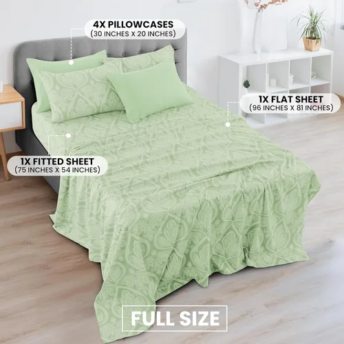 Miniatura 3 de LDC LUX Décor Juego de sábanas Paisley de tamaño completo – Juego de 6 piezas de sábanas de microfibra ultra suaves con sábana encimera, sábana