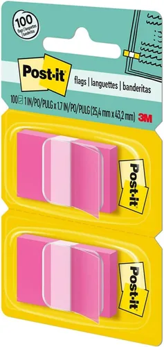Miniatura 7 de Post-it 680BP2 Banderas de página estándar en dispensador, color rosa brillante, 100 banderas/dispensador