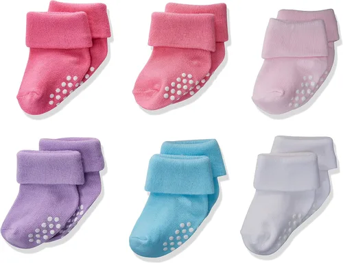 Jefferies Socks Paquete de 6 pares de calcetines antideslizantes para bebés