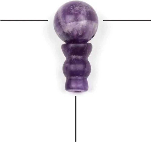Miniatura 16 de Cherry Blossom Beads Piedra preciosa Mala Guru Bead – Turquesa africana – Tres agujeros 0.394 in redondo con torre de 0.276x0.394 in – Tres