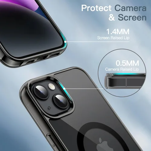 Miniatura 6 de JETech Funda magnética para iPhone 14 de 6.1 pulgadas, compatible con carga inalámbrica MagSafe, a prueba de golpes, parte trasera transparente