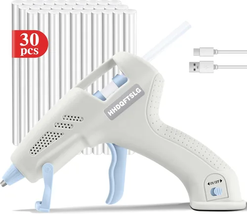 Miniatura 12 de Pistola de pegamento caliente inalámbrica con 30 barras de pegamento premium, pistola de pegamento inalámbrica de 20 W, precalentamiento rápido