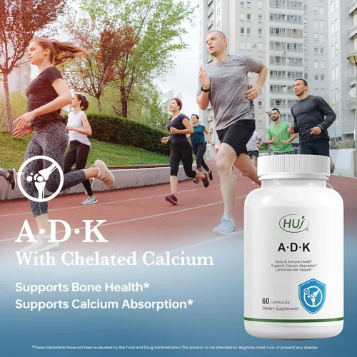 Miniatura 2 de HUJ Suplemento ADK, 60 cápsulas, calcio, vitaminas A, D3, K2 (MK-7)