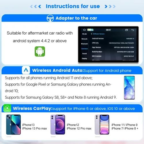 Miniatura 2 de CarlinKit Adaptador inalámbrico de coche CarPlay para radio de coche Android, Android Auto inalámbrico y Apple CarPlay 2 en 1, bajo consumo