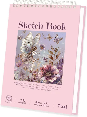 Miniatura 21 de Cuaderno de bocetos de 9 x 12 pulgadas, bloc de bocetos con espiral superior, paquete de 4 blocs de 100 hojas cada uno