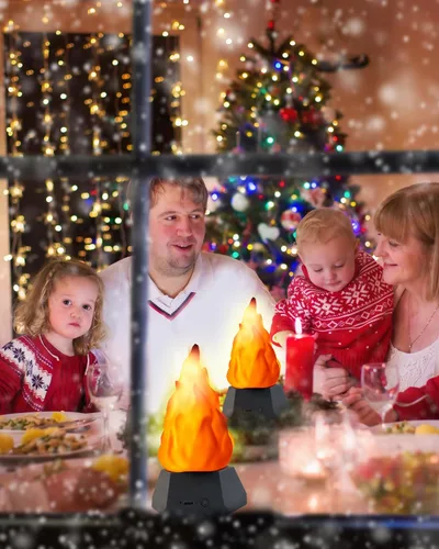 Miniatura 7 de Lámpara de fuego falsa, luz nocturna de viaje recargable 3D con iluminación acogedora, velas LED falsas de chimenea de 3 modos para decoración