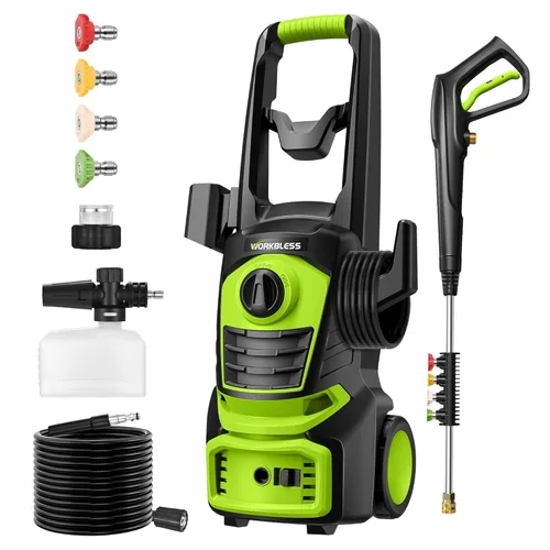 Lavadora a presión eléctrica, 1700 PSI con cable de 23 pies, 4 boquillas rápidas, cañón de espuma, arandelas de energía eléctrica para automóvil,