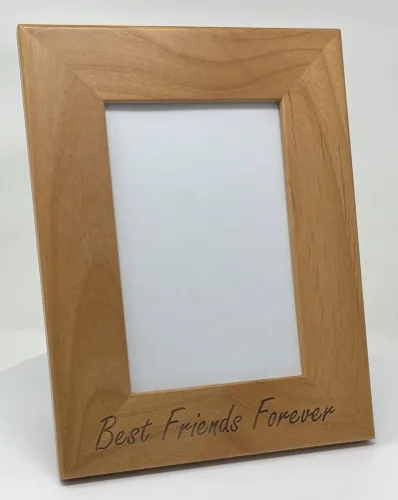 Miniatura 2 de CustomGiftsNow Best Friends Forever - Marco de madera de aliso natural grabado, marco de madera para colgar (4 x 6 pulgadas, horizontal)