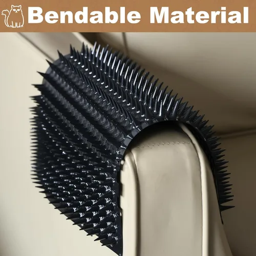 Miniatura 5 de Paquete de 10 alfombrillas de protección contra gatos de 13 x 16 pulgadas, para interiores y exteriores, valla repelente de gatos humanitaria (negro)