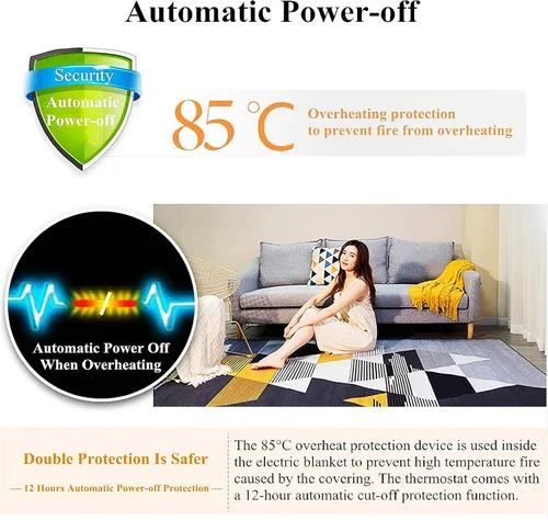 Miniatura 4 de Heated Floor Mat Electric Heating Pads, Instant Warmth Electric Heating Carpet Area Rugs, Heated Foot Warmer Electric Infrared Space Heater Floor