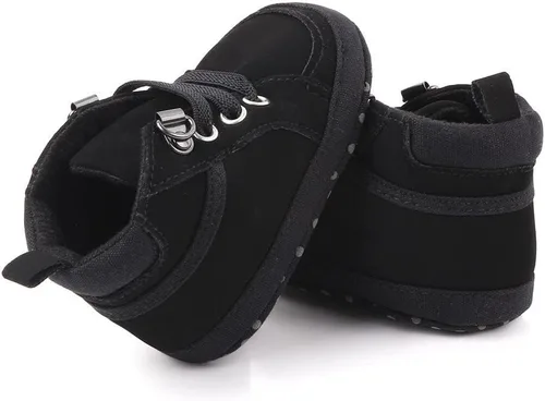 Miniatura 5 de Sekantrol Zapatos de cuna para recién nacidos, para niños y niñas, suela de goma suave, zapatos para bebés, zapatos deportivos de moda de caña alta