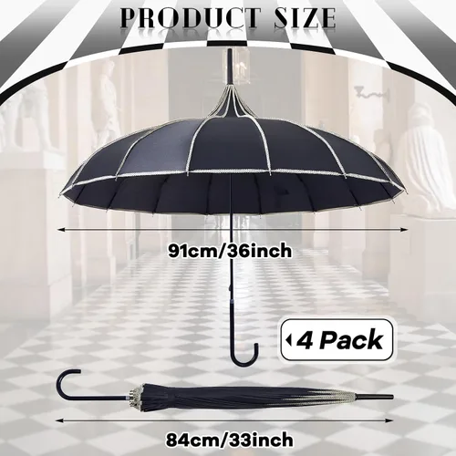 Miniatura 2 de Parasoles góticos grandes para protección solar, 4 unidades, sombrilla gótica con mango largo para protección contra rayos UV para mujer
