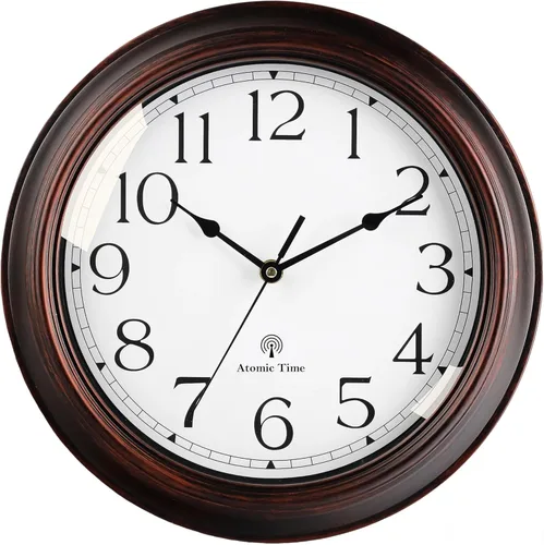 Miniatura 10 de KECYET Reloj de pared para exteriores de 12 pulgadas con termómetros, reloj de pared silencioso vintage que funciona con pilas, reloj retro sin