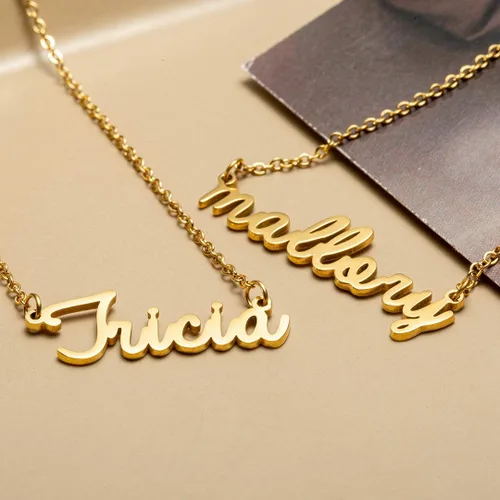 Miniatura 5 de Awegift Collar personalizado con nombre chapado en oro de 18 quilates, regalo para dama de honor o nueva mamá, joyería para mujer