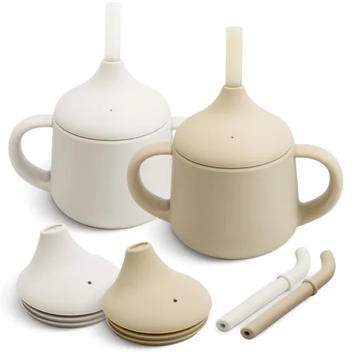 Miniatura 9 de Moonkie Vasos de silicona para bebés Taza de entrenamiento de 3 etapas para bebés y niños pequeños 4 onzas 1 paquete Rubor